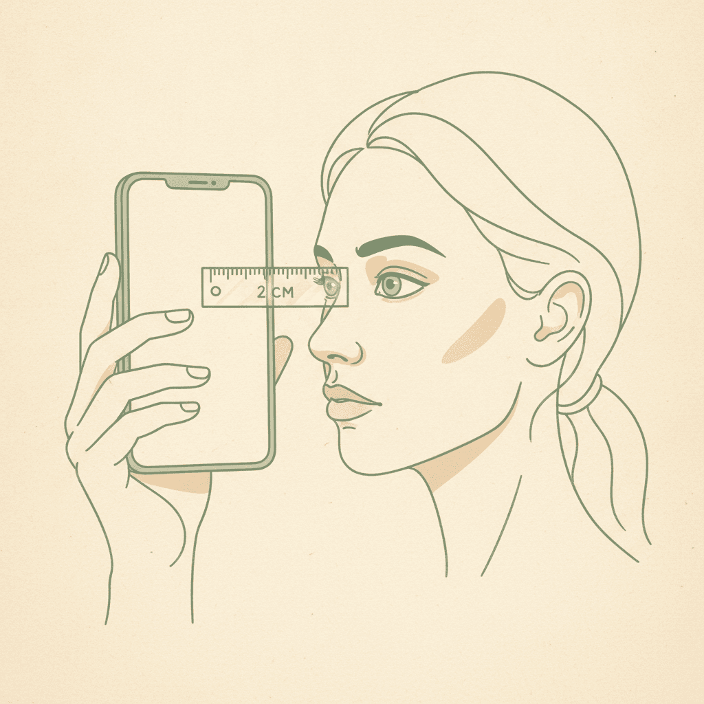 A phone moving in close to an eye until the macro lens engages