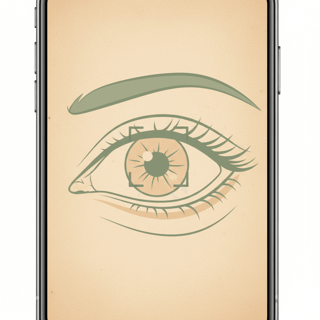 A finger tapping and holding on the iris on a phone screen to lock focus
